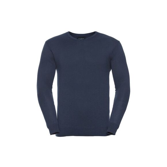 Russell Collection Mens Cotton Acrylic V Neck Sweatshirt / French Navy
